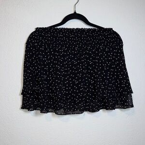 Urban Outfitters Black & White Polka Dot Smocked Tiered Mini Skirt